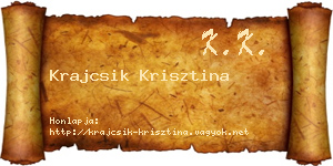 Krajcsik Krisztina névjegykártya